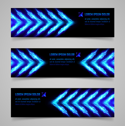 Shiny blue elements banners vector set 01