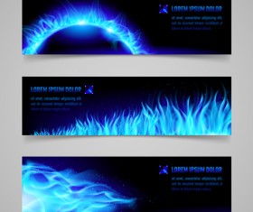 Shiny blue elements banners vector set 02