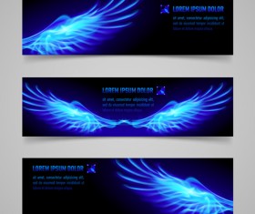 Shiny blue elements banners vector set 04