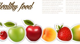 Shiny fruits sticker vector set graphics 01