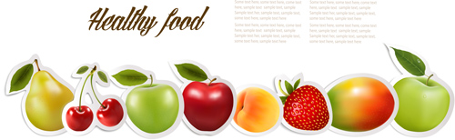 Shiny fruits sticker vector set graphics 01