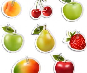 Shiny fruits sticker vector set graphics 03