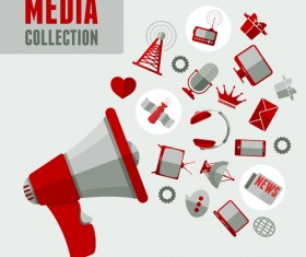 Social media icons red style vector 02
