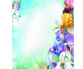 Summer sunlight and flowers design vector 02