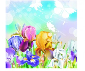 Summer sunlight and flowers design vector 03