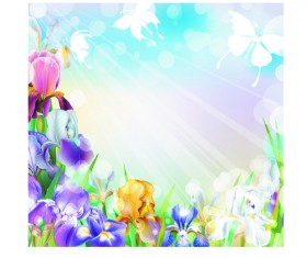 Summer sunlight and flowers design vector 04