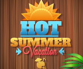 Summer vacation wooden background vector