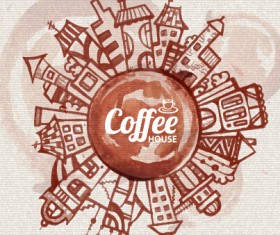 Travel and coffee elements vector background graphics