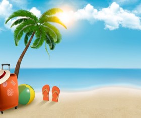 Travel summer beach background set vector 01