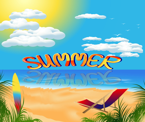 Travel summer beach background set vector 02