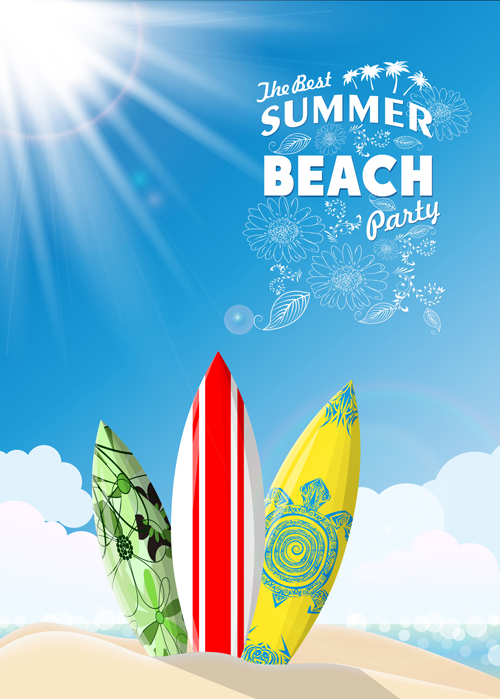 Travel summer beach background set vector 05