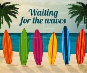 Travel summer beach background set vector 10