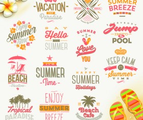 Travel summer holiday labels set vector 01