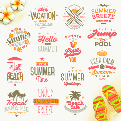 Travel summer holiday labels set vector 01