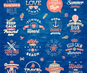 Travel summer holiday labels set vector 02