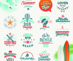 Travel summer holiday labels set vector 03