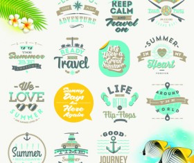 Travel summer holiday labels set vector 05