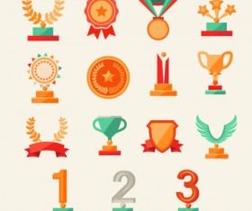 Trophy and medals flat style vector