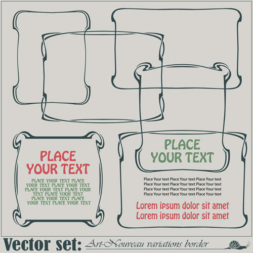 Vector set art frames design elements 02
