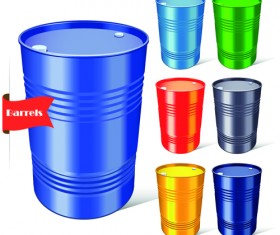 Vector set of colored barrel vector material 01