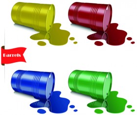 Vector set of colored barrel vector material 05