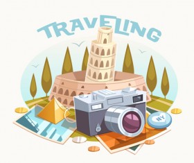 Vintage traveling style background art 03