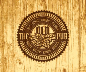 Vintage wooden beer labels vector 01