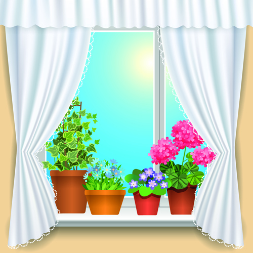 Warm windows design vector art 02