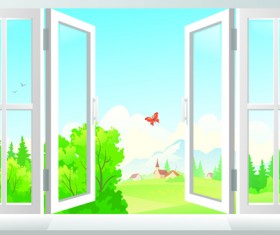 Warm windows design vector art 03