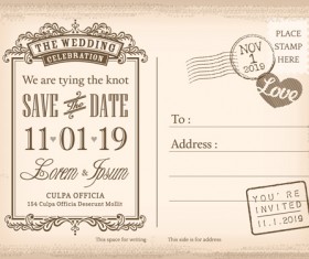 Wedding invitations postcard design graphic vector 04
