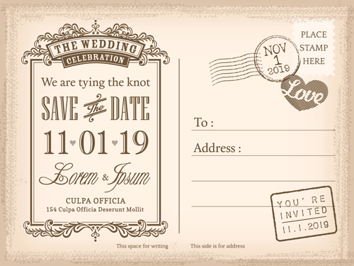 Wedding invitations postcard design graphic vector 04