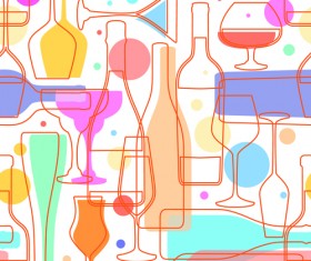 Wine elements seamless pattern vector 01
