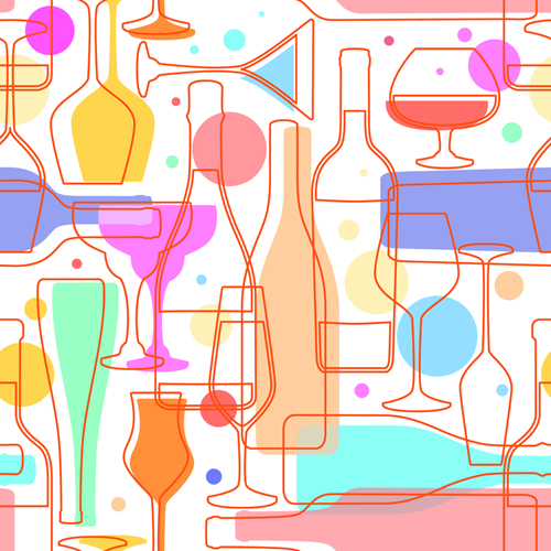 Wine elements seamless pattern vector 01