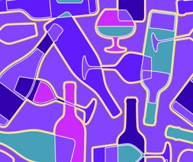 Wine elements seamless pattern vector 02