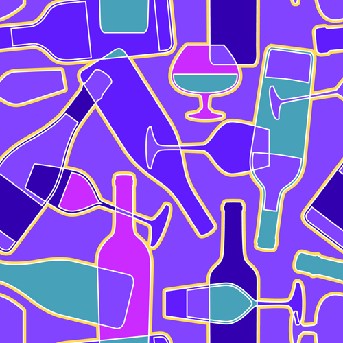 Wine elements seamless pattern vector 02