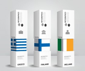 World flags with infographics design vector 02