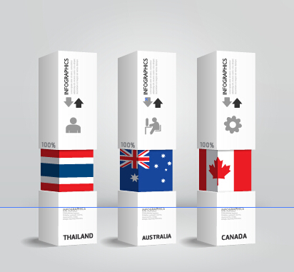 World flags with infographics design vector 03