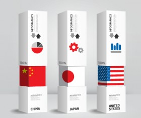 World flags with infographics design vector 07