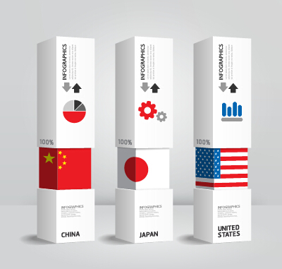 World flags with infographics design vector 07
