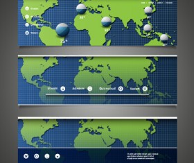 World maps and modern banners vector 01