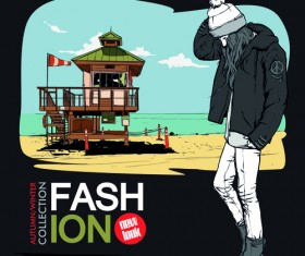 Young fashion elements poster vector 01