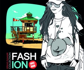 Young fashion elements poster vector 04