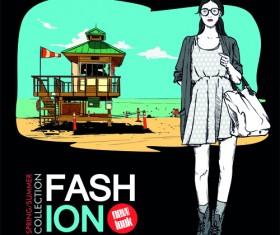 Young fashion elements poster vector 05