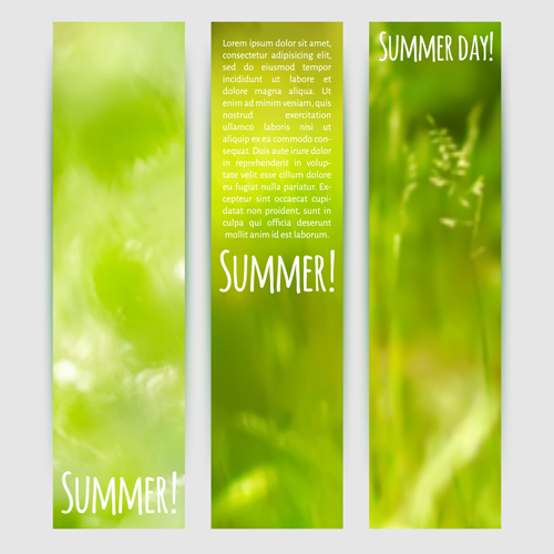 blurred green summer banner vector 01