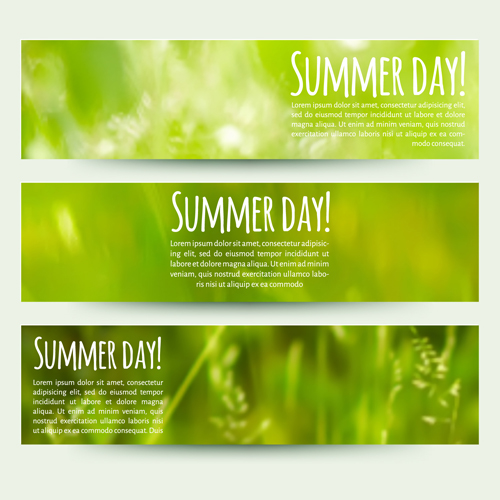 blurred green summer banner vector 02