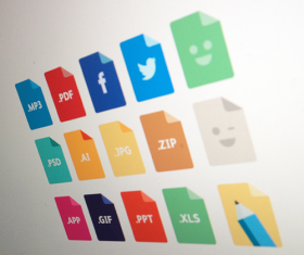 media with file colored icons psd
