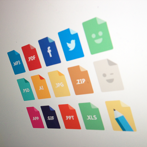 media with file colored icons psd