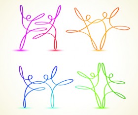 Abstract ribbon people colored vector 02