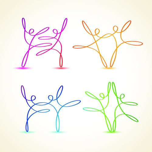 Abstract ribbon people colored vector 02