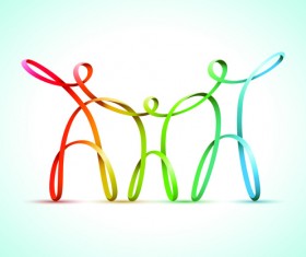 Abstract ribbon people colored vector 03